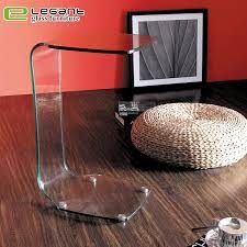C Shaped Tempered Glass Side Table