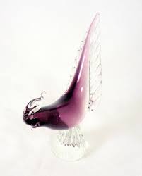 Murano Cranberry Pink Glass Bird