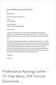Professional Apology Letter For Poor Customer Service To