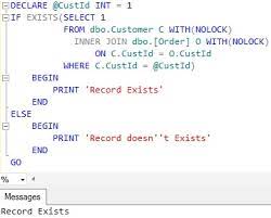 a record exists in table in sql server