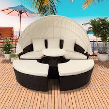Try ebay or amazon for the lowest prices. Patio Daybed 5 Piece Patio Furniture Sets Round Wicker Daybed With Retractable Canopy All Weather Outdoor Sectional Sofa Set With Cushions For Backyard Porch Garden Poolside L3523 Walmart Com Walmart Com