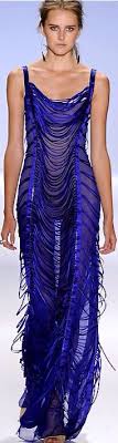 Carlos Miele Royal Cobalt Blue Dress Gown Runway Fashion