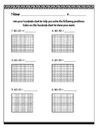 Subtracting Multiples Of Ten With Hundreds Chart Worksheet