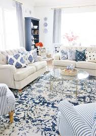 blue and white fall living room