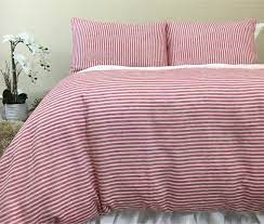 red and white striped linen duvet cover