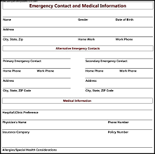 Emergency Info Template Under Fontanacountryinn Com