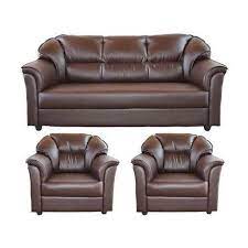 5 seater brown leather sofa set
