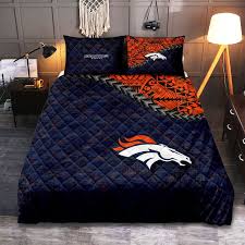 Denver Broncos Quilt Bed Set Grunge