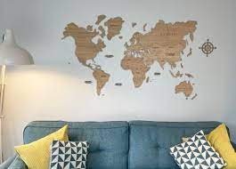 World Map Wall Art Wooden Globe Xl