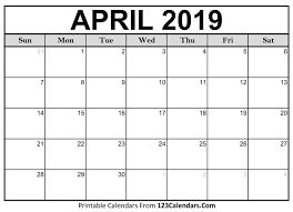Calendar Template For April 2019 Business Template