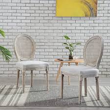 Vintage fairfield cane barrel back french regency style accent chair. Amazon Com French Retro Dining Chairs Set Of 2 Distressed Wood Chairs With Cane Mesh Round Back Upholstered Seat Chairs For Dining Room Living Room Kitchen Beige Chairs