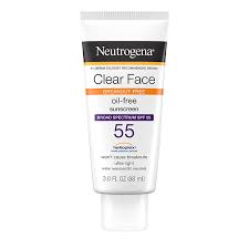 Sunscreens formulated for the face are more likely to contain other beneficial ingredients (e.g while shah acknowledges that choosing the right sunscreen for your skin is important, it's even more. Amazon Com Neutrogena Clear Face Liquid Lotion Sunscreen For Acne Prone Skin Broad Spectrum Spf 55 With Helioplex Technology Oil Free Fragrance Free Non Comedogenic Facial Sunscreen 3 Fl Oz Beauty