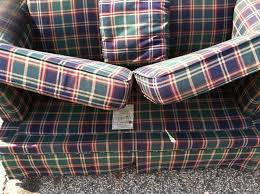 red plaid couch loveseat