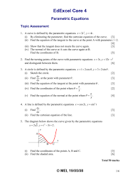 Topic Assessment Parametric Equations