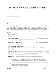 free business proposal letter of intent