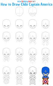 Watch our step by step tutorials online and enjoy drawing chibi batman, chibi deadpool , chibi superman and lots of other. How To Draw Chibi Captain America How To Draw Easy