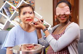 blindfold makeup challenge on susan