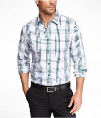 Fitted Plaid Shirt Express Business Casual Men