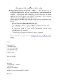 What Is Employment Contract Termination Letter Sample