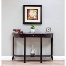 Homecraft Furniture 48 In Mahogany Standard Half Moon Wood Console Table With Drawers Brown