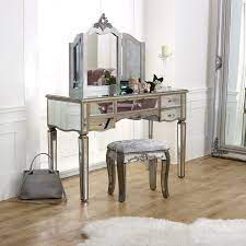 Queen anne style cherry one drawer dressing table. Large Mirrored Dressing Table Set Tiffany Range Melody Maison