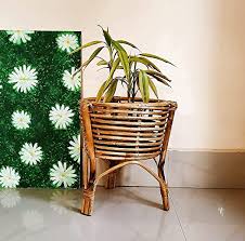 Bamboo Cane Wooden Planter Stand For