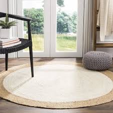 white braided jute round rug natural
