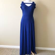 Rotita Royal Blue Cold Shoulder Maxi Dress