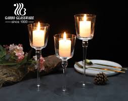 Long Stemmed Clear Glass Candle Holders