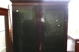Pine 2 Door Bookcase Green Glass Doors