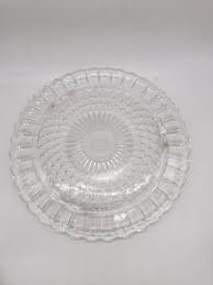 Pretty Pressed Glass Cake Plate Round