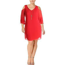 Msk Womens Red Cold Shoulder Knee Length Party Cocktail