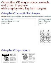 Caterpillar C11 Engine Specs Manuals And Bolt Torques