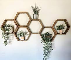 Set Of 6 Hexagon Shelves Wall Decor