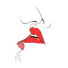 couple kissing lips sketch vector