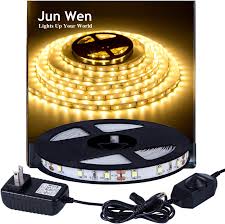 Junwen Flexible Led Strip Light Kit 3000k Warm White 16 4ft 5m 300 Units Led Tape Smd 2835 Leds Non Waterproof Dimmable Led Rope Light