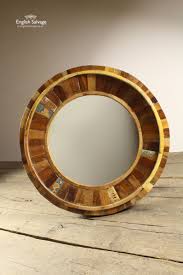 large round nautical mirror wood framed