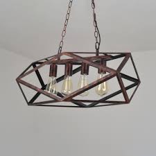 Rustic Copper Geometric Island Light 4 Lights Industrial Metal Pendant Lighting For Kitchen Susuohome Com