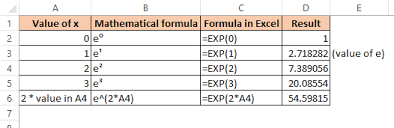 how to use e in excel euler s