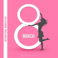international womens day card in pink color