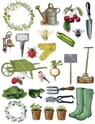Digital Collage Sheet Gardening Garden