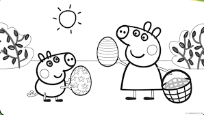 The full collection of peppa pig colouring pages can be converted into a whole book that can be handed over to your child during his free time. Peppa Pig Coloring Pages Easter Coloring4free Coloring4free Com