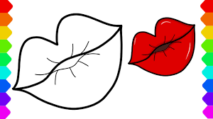 how to draw a kissing lip very easy