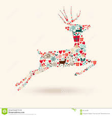 Merry Christmas Jump Deer Illustration Stock Vector