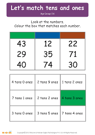 Each block is counted as 'ones' and each rod (10 unit blocks) is counted as 'tens'. Let S Match Tens And Ones Worksheets For Kids Mocomi Com