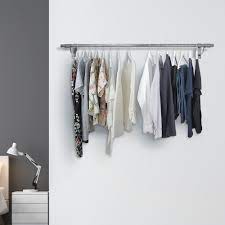 A wardrobe hanging rail can come in all different shapes and sizes. Wall Mounted Clothes Hanging Rail 1220mm Displaysense