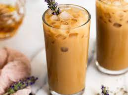 iced honey lavender latte with oat milk