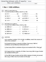 Converting Between Units Of Volume Milliliters And Liters