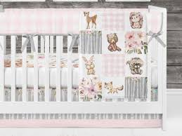 Crib Bedding Girl Set Deer Bear Pink