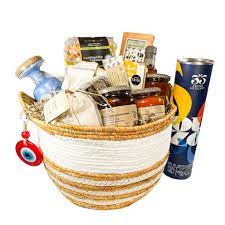 touch of greece wicker gift basket